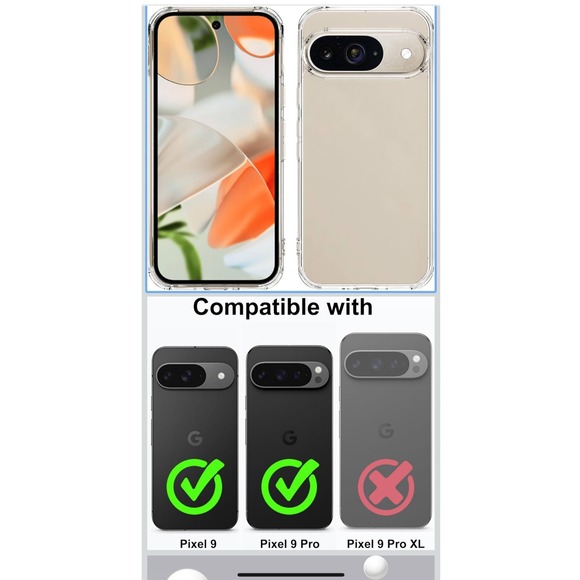 Google Pixel 9 / 9 Pro Phone Case Clear Non Yellowing Hard PC Back Slim Thin - Picture 1 of 8